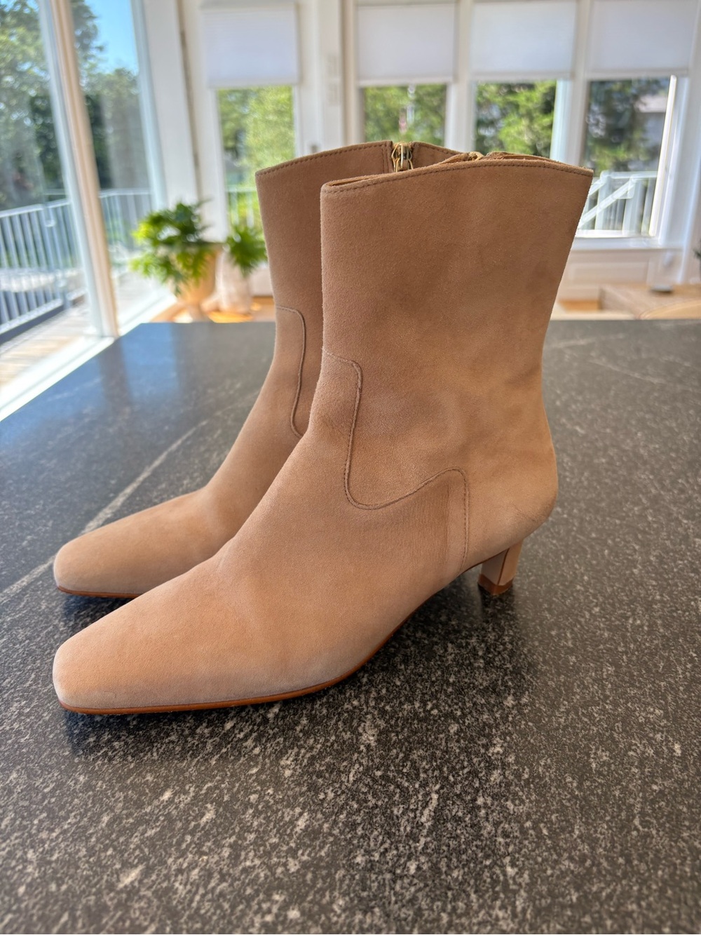 ALOHAS Taupe Suede Ankle Booties with Tassel Zip - Picture 2 of 3